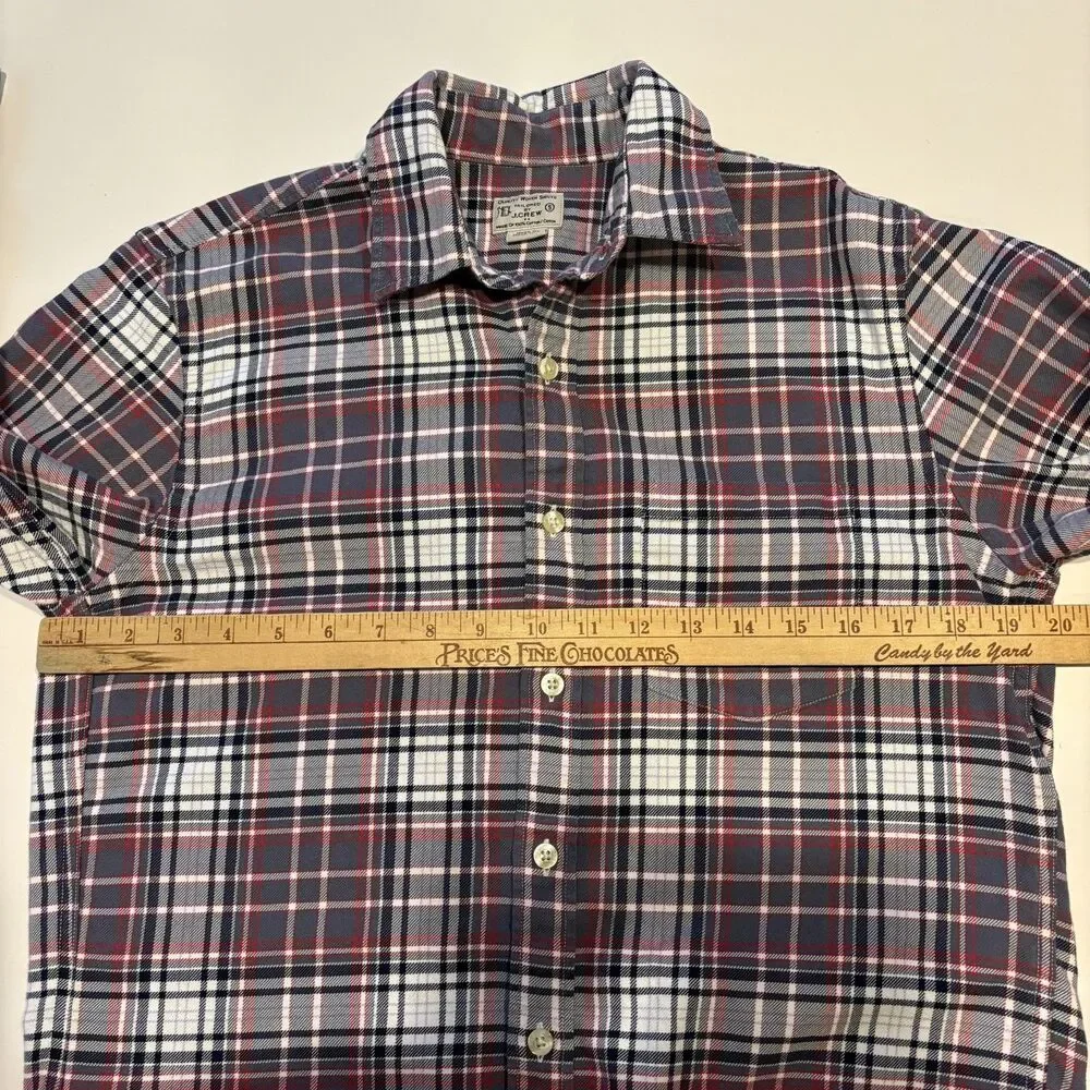 Tailored By J Crew Long Sleeve Button Up Mens Plaid 100% Cotton Small Classic